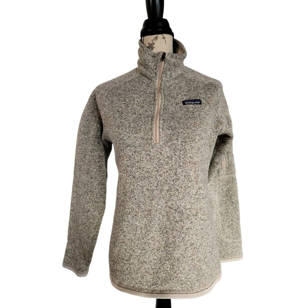 PATAGONIA Women's Marled Olive Half Zip Fleece Lined Pullover Size Medium